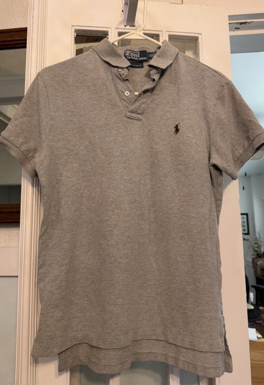 Polo by Ralph Lauren Men's Gray Custom Fit 100%Cotton Polo Shirt Size Medium